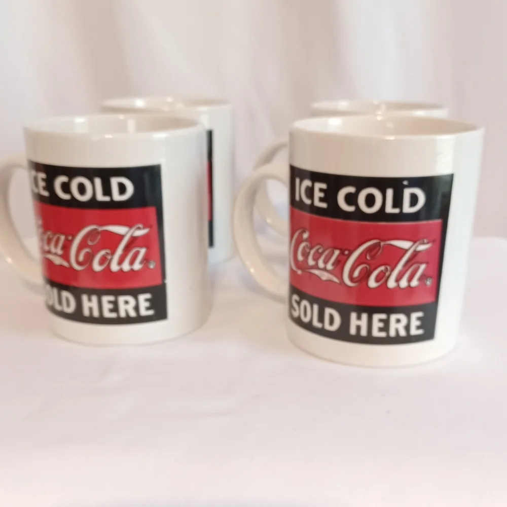 Vintage 1992 Coca Cola Company Coffee Mug Set Of 4 Red White